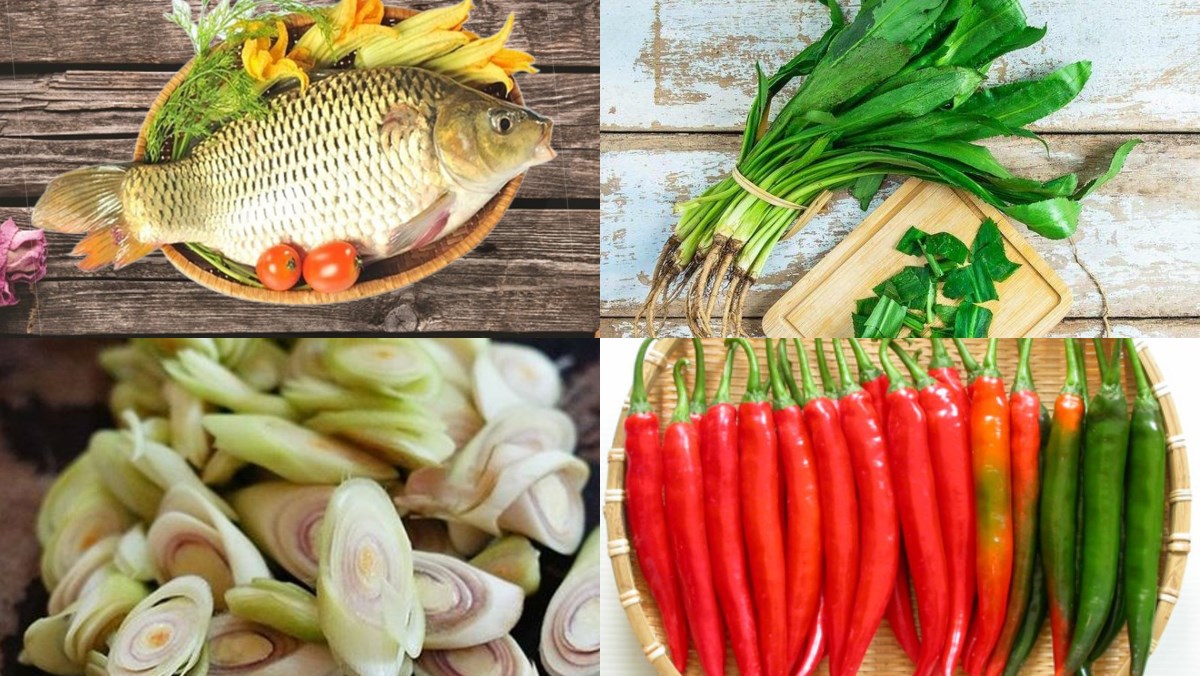 Nguyên liệu làm cá chép hấp xì dầu (công thức được chia sẻ từ người dùng)