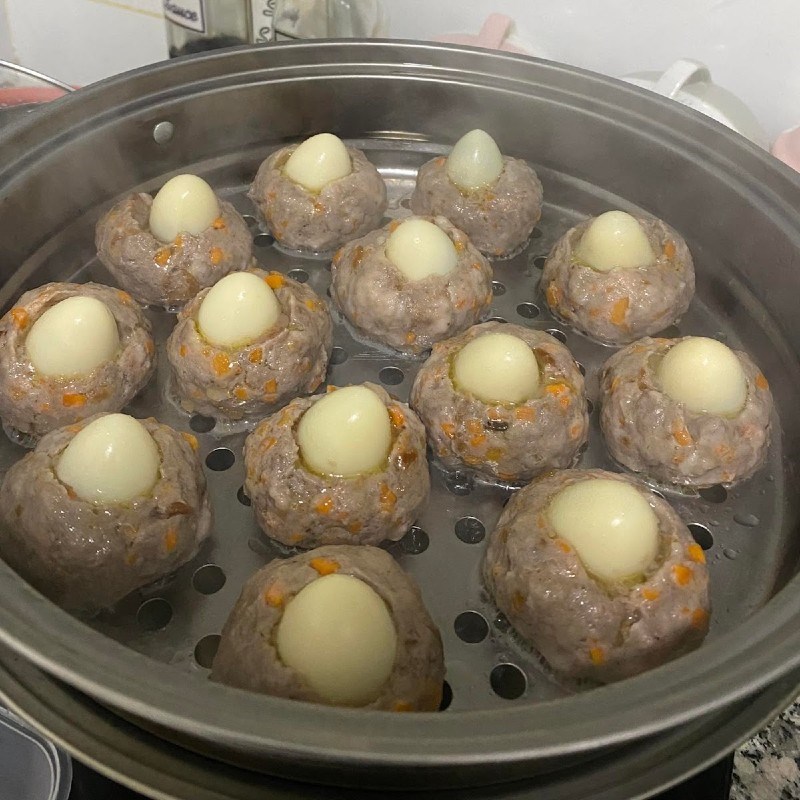 Bước 3 Hấp xíu mại Xíu mại trứng cút (công thức chia sẻ từ người dùng)