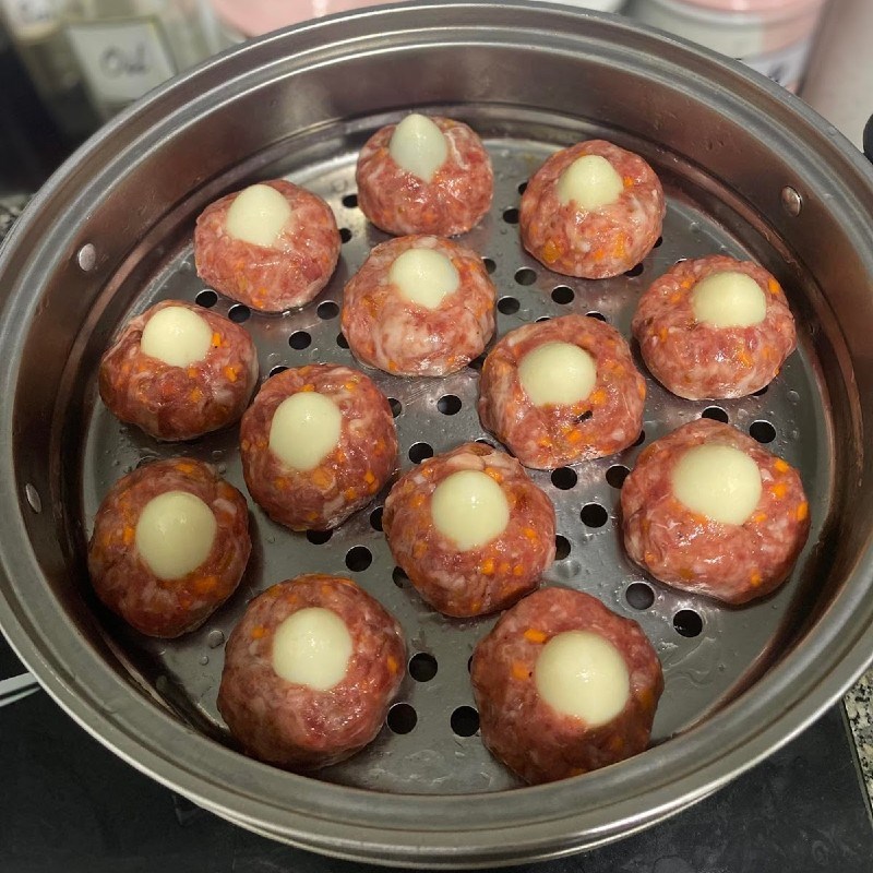 Bước 3 Hấp xíu mại Xíu mại trứng cút (công thức chia sẻ từ người dùng)