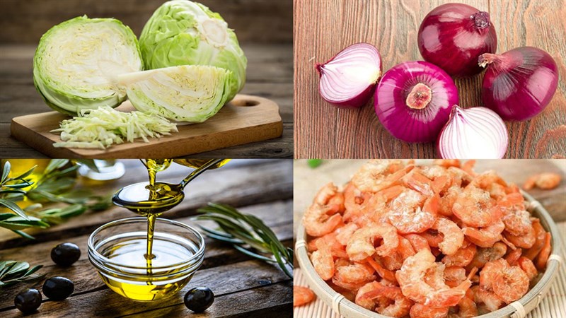 Nguyên liệu món ăn canh bắp cải tôm tươi