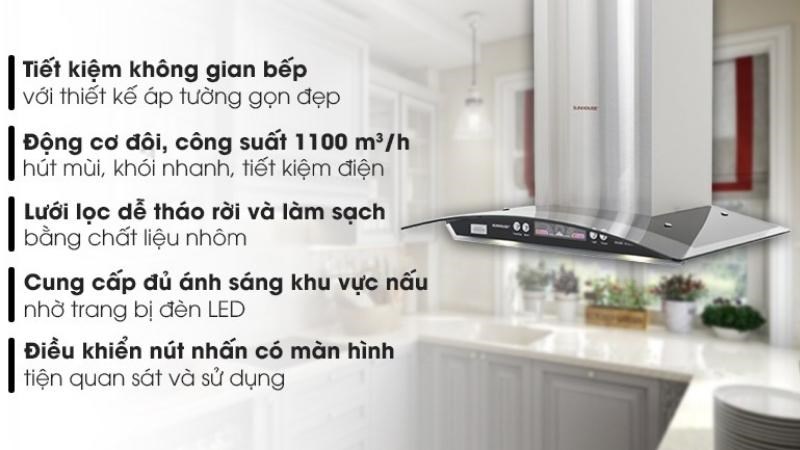 máy hút mùi áp tường Sunhouse SHB6626