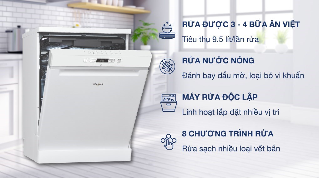 Máy rửa chén độc lập Whirlpool WFC 3C26P