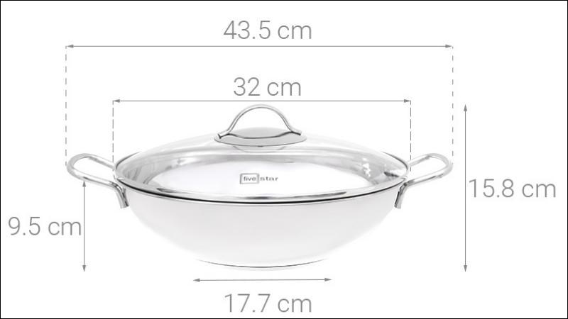 chảo inox đáy từ nắp kính 32 cm Fivestar FSCL31001