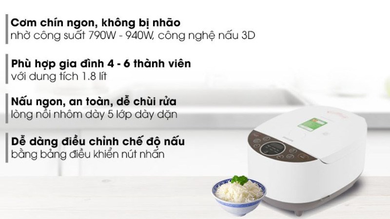 Nồi cơm điện tử Philips 1.8 l&iacute;t HD4515