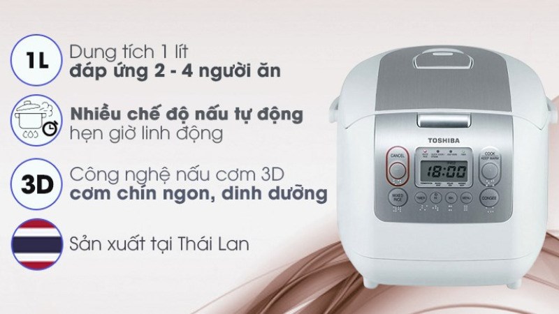 Nồi cơm điện tử Toshiba 1 l&iacute;t RC-10NMFVN(WT)
