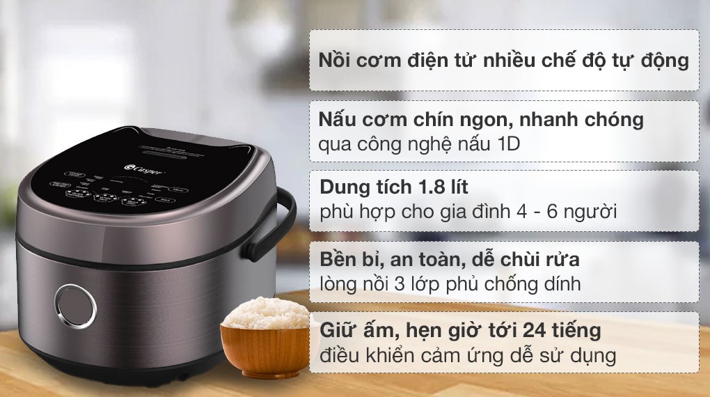 Nồi cơm điện tử 1.8 lít Casper CD-18RC01