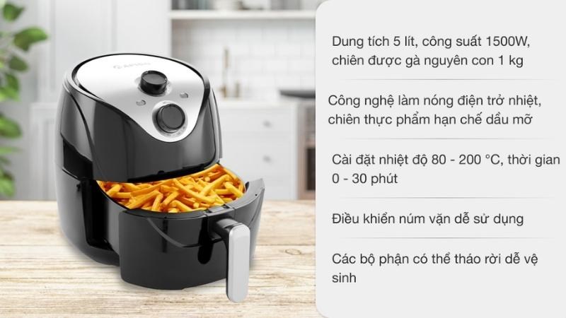 Ưu điểm của nồi chi&ecirc;n kh&ocirc;ng dầu Rapido RAF5.0M 5 l&iacute;t