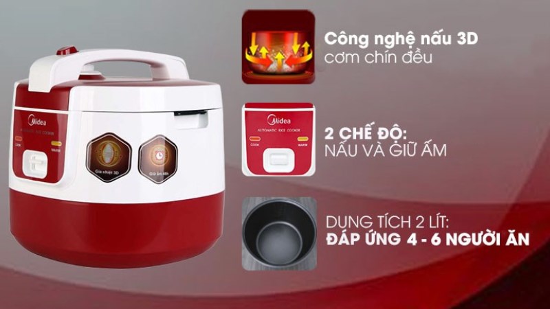 Ưu điểm của nồi cơm điện Midea 2 lít PR-SM2061