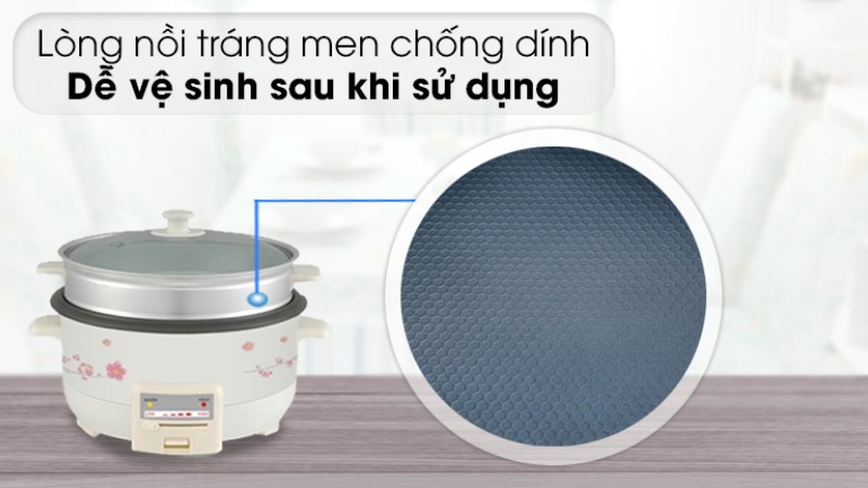 Lòng nồi lẩu điện Delites CBR45-90 4.5 lít được tráng men chống dính