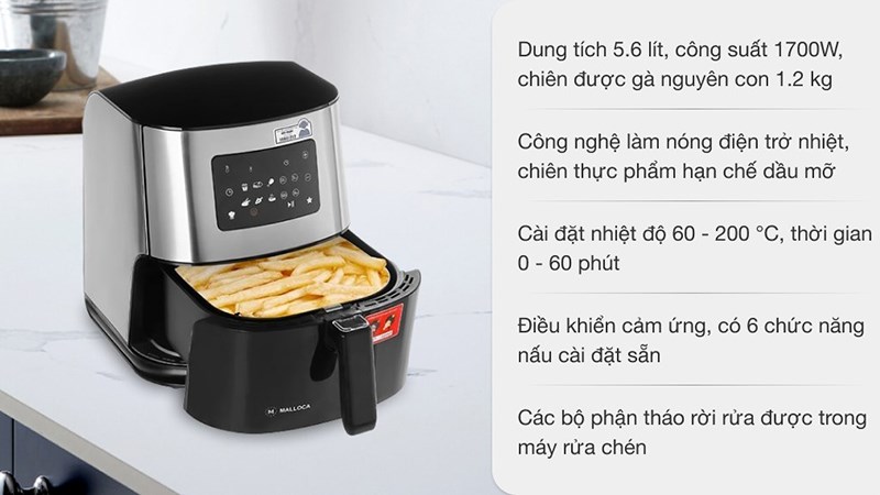 Ưu điểm nồi chiên không dầu Malloca MAF-06