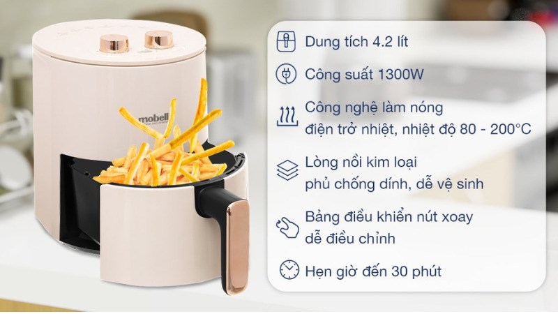 Ưu điểm nồi chiên không dầu Mobell AF-19 