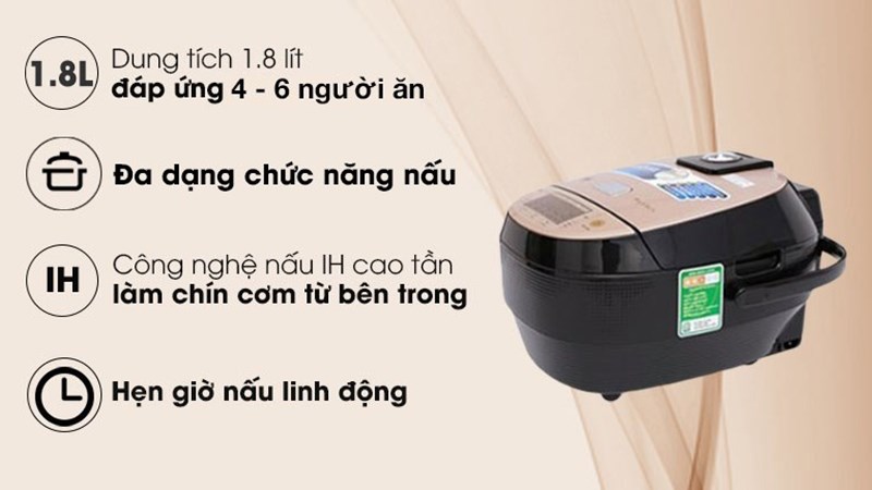 Ưu điểm nồi cơm điện cao tần Midea 1.8 lít MB-HS5007