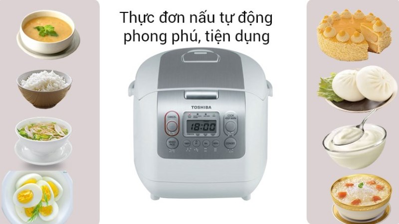 Chức năng nấu đa dạng của nồi cơm điện tử Toshiba 1 lít RC-10NMFVN(WT)