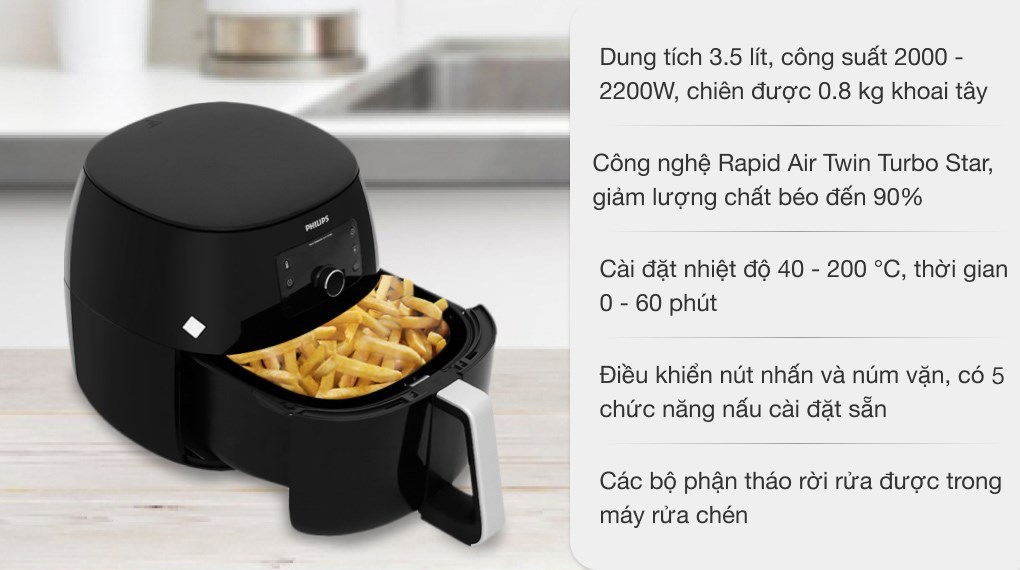 Ưu điểm nồi chi&ecirc;n kh&ocirc;ng dầu Philips HD9650 3.5 l&iacute;t