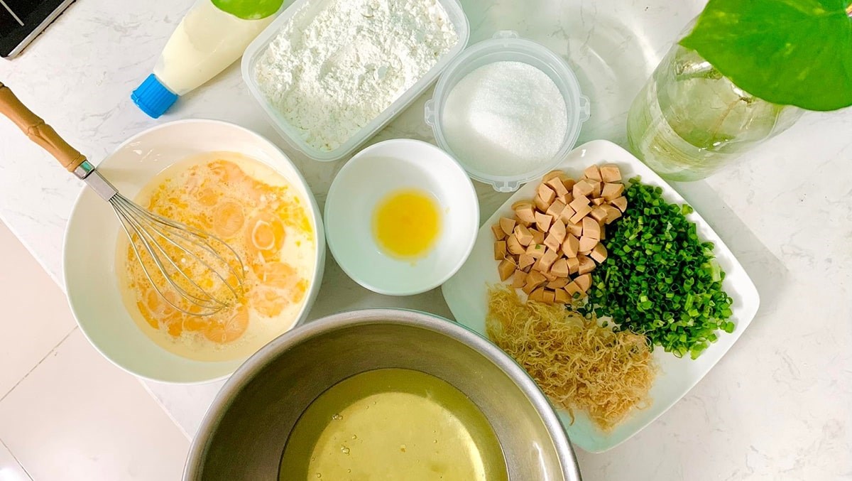 Nguyên liệu món ăn bánh bông lan đài loan castella matcha