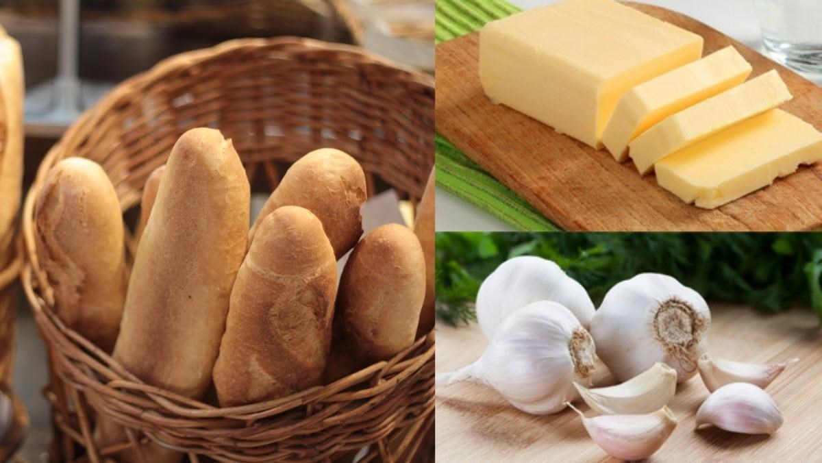 Nguyên liệu món ăn bánh mì bơ tỏi