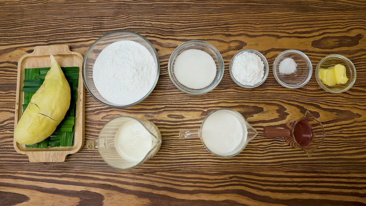 Nguyên liệu làm bánh mochi nhân kem sầu riêng