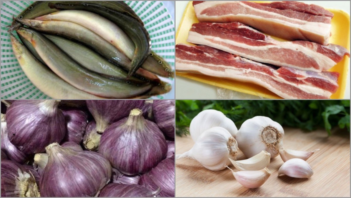 Nguyên liệu món ăn cá chạch (trạch) kho tiêu, kho nghệ
