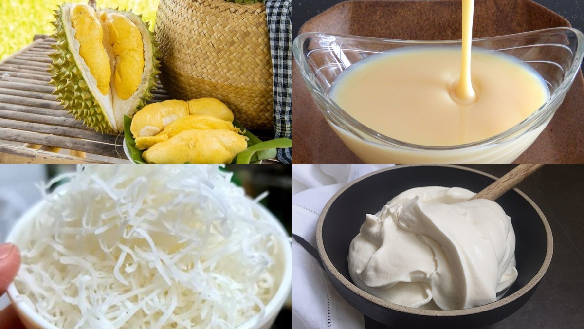 Nguyên liệu làm kem sầu riêng sữa dừa