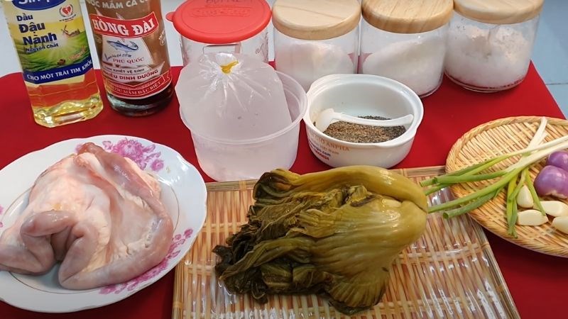 Nguyên liệu làm lòng bò xào dưa chua