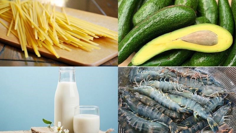 Nguyên liệu món ăn mì ý sốt kem chay, kem nấm, kem bí đỏ và kem bơ