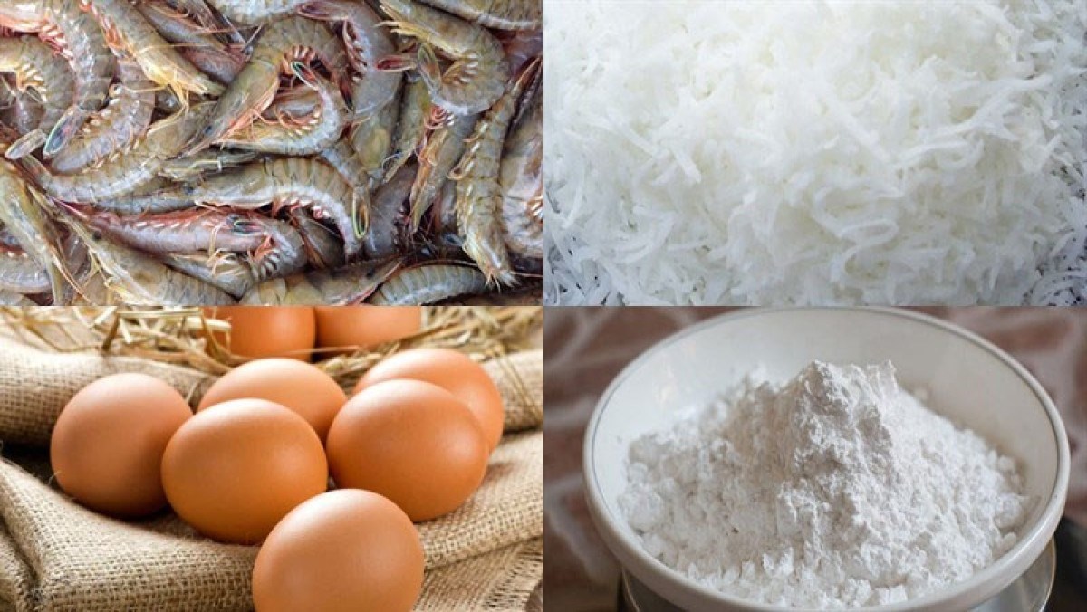 Nguyên liệu món ăn tôm chiên dừa