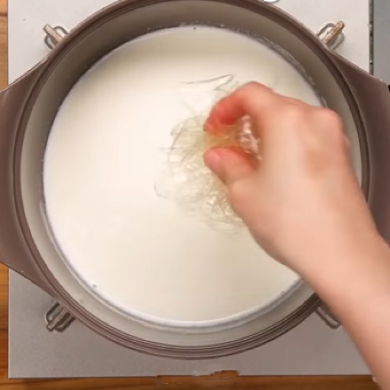 Bước 2 Đun sữa Pudding sữa kẹo xốp Marshmallow