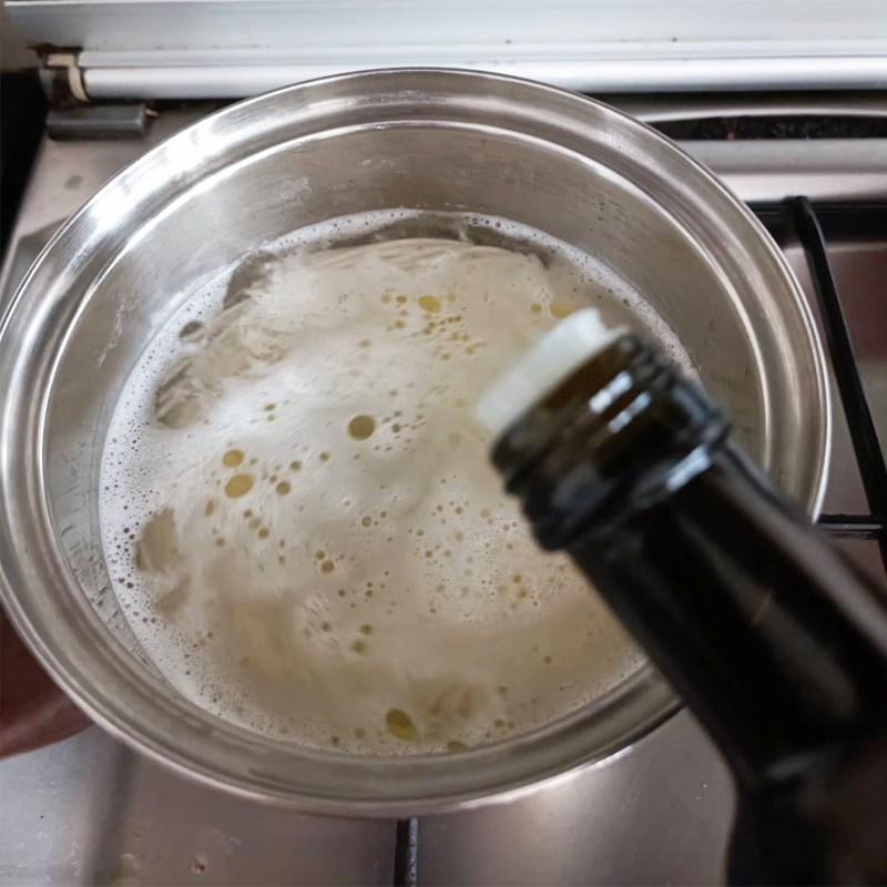 Step 1 Boil the pasta Pasta with runny egg and peanut butter sauce