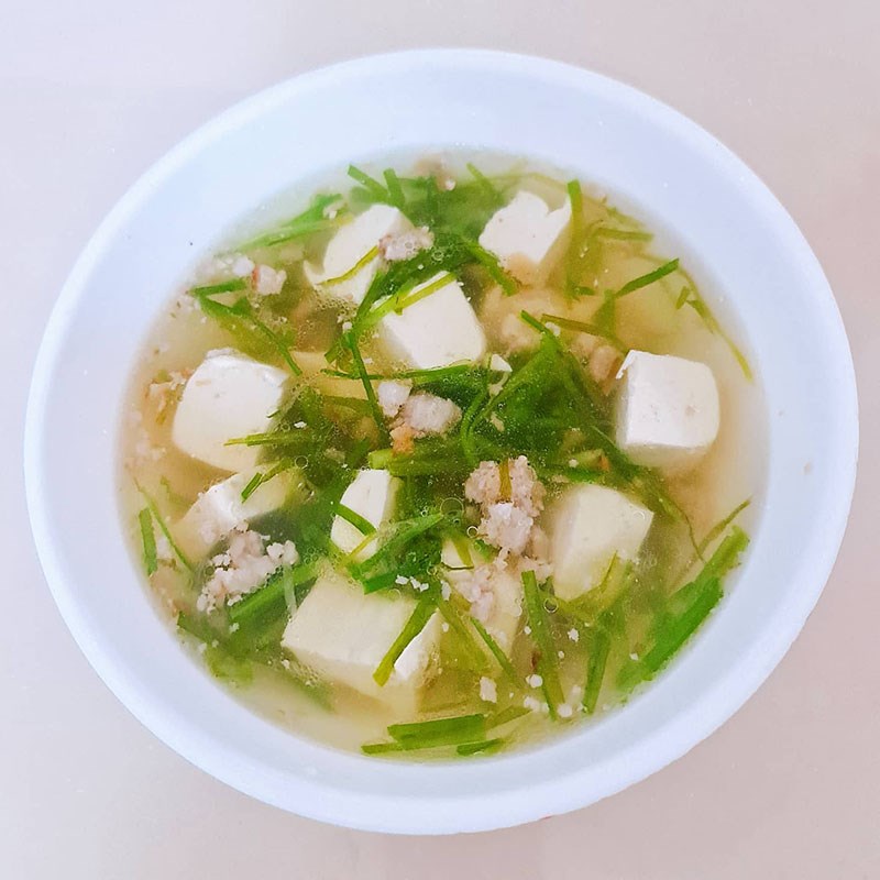 Bước 3 Thành phẩm Canh hẹ đậu hũ thịt bằm