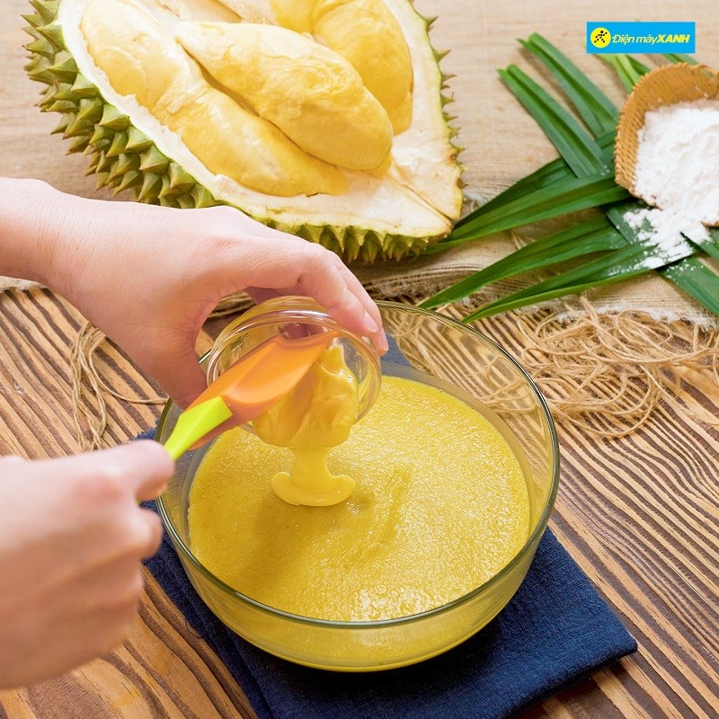 Bước 2 Trộn bột bánh mochi Bánh mochi nhân kem sầu riêng