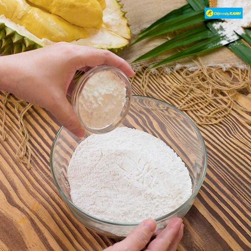 Bước 2 Trộn bột bánh mochi Bánh mochi nhân kem sầu riêng