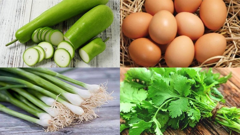 Nguyên liệu làm canh bầu nấu trứng 