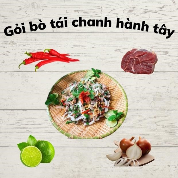 Cách làm gỏi bò tái chanh hành tây chua ngọt hấp dẫn cực đơn giản