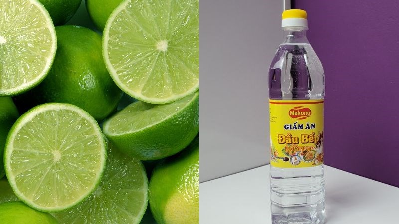 Úp mặt chanh cắt dở vào đĩa có vài giọt giấm ăn