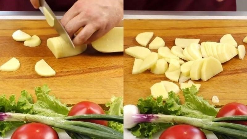 Cắt l&aacute;t khoai t&acirc;y