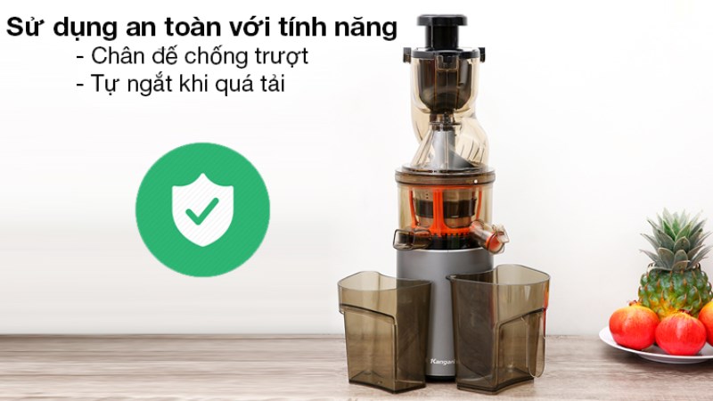 M&aacute;y &eacute;p chậm Kangaroo KG200SJ c&oacute; ch&acirc;n đế chống trượt, chế độ tự ngắt khi qu&aacute; tải