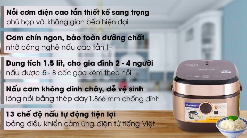 Ưu điểm của nồi cơm điện cao tần Bluestone RCB-5988 1.5 lít