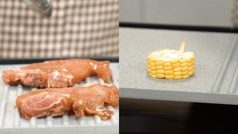 Cho thịt v&agrave; rau củ l&ecirc;n bếp