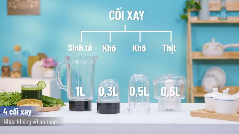M&aacute;y xay AVA SBL31964 c&oacute; 4 cối xay nhựa