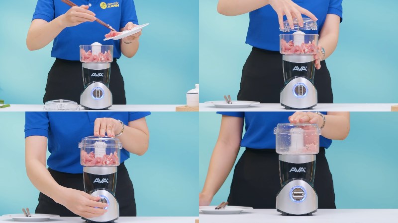 C&aacute;ch d&ugrave;ng m&aacute;y xay sinh tố AVA SBL3196 để xay thịt
