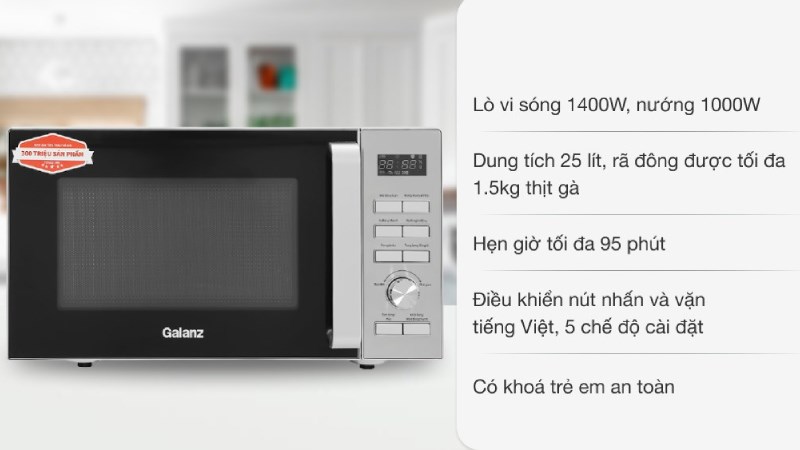 Ưu điểm l&ograve; vi s&oacute;ng c&oacute; nướng Galanz D90D25ETL-ZWA 25 l&iacute;t 