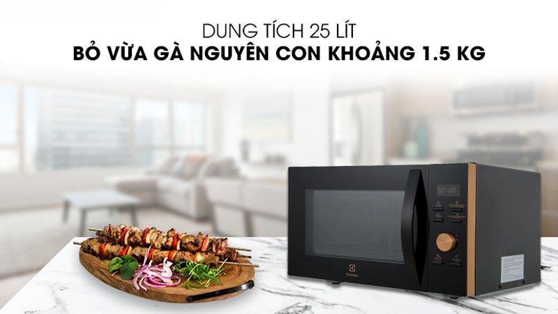 Dung tích 25 lít của lò vi sóng Electrolux EMC25D59EB