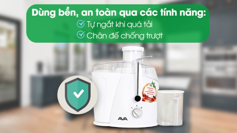 M&aacute;y &eacute;p tr&aacute;i c&acirc;y AVA GS-320 c&oacute; t&iacute;nh năng tự ngắt khi qu&aacute; tải v&agrave; ch&acirc;n đế chống trượt