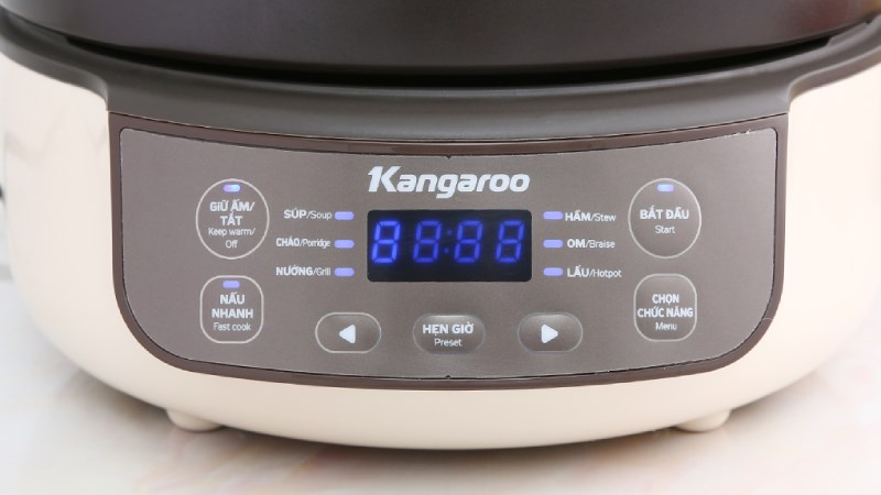 Bảng điều khiển nút nhấn 8 chức năng nấu của nồi hầm dưỡng sinh Kangaroo KG3SC1