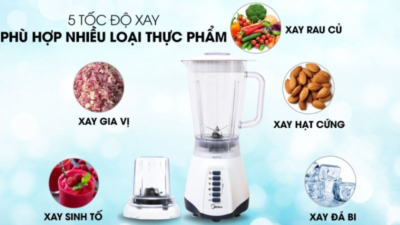 M&aacute;y xay sinh tố Midea MJ-BL50 c&oacute; 5 chế độ xay
