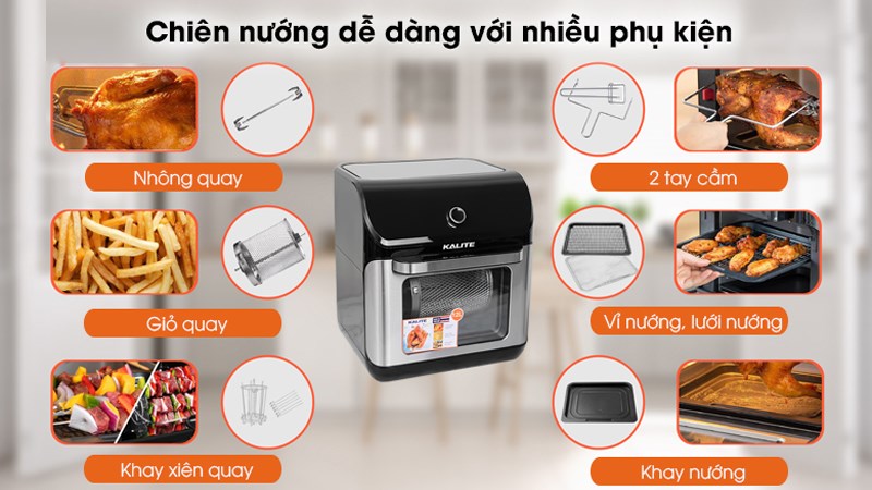 Nồi chiên không dầu Kalite KL-Q12 cung cấp thêm nhiều phụ kiện đi kèm