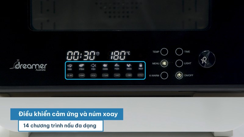 Bảng điều khiển của l&ograve; chi&ecirc;n kh&ocirc;ng dầu Dreamer DKA-SAF118W