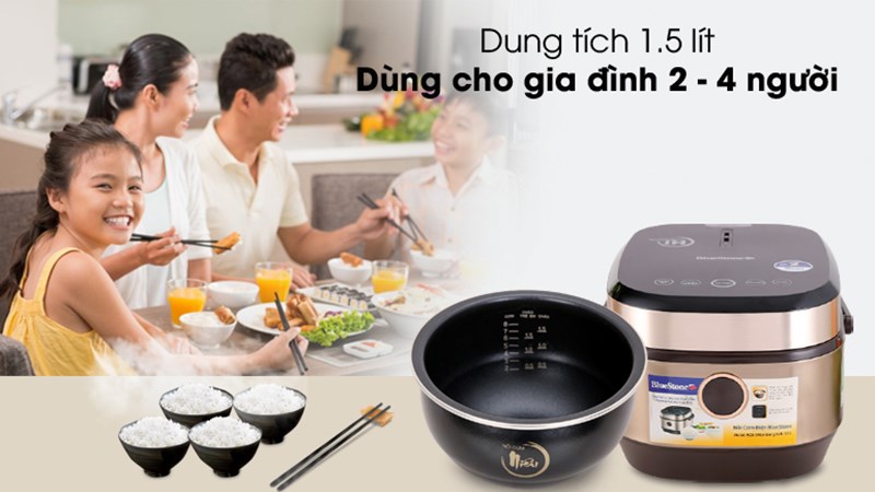 Nồi cơm điện cao tần Bluestone RCB-5988 1.5 lít chỉ phù hợp cho gia đình 2 - 4 người