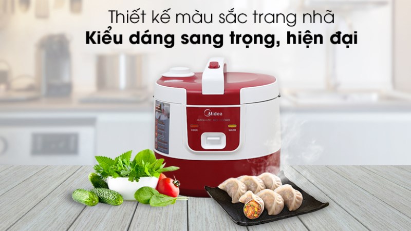 Nồi cơm điện Midea 2 lít PR-SM2061 có thiết kế màu sắc trang nhã