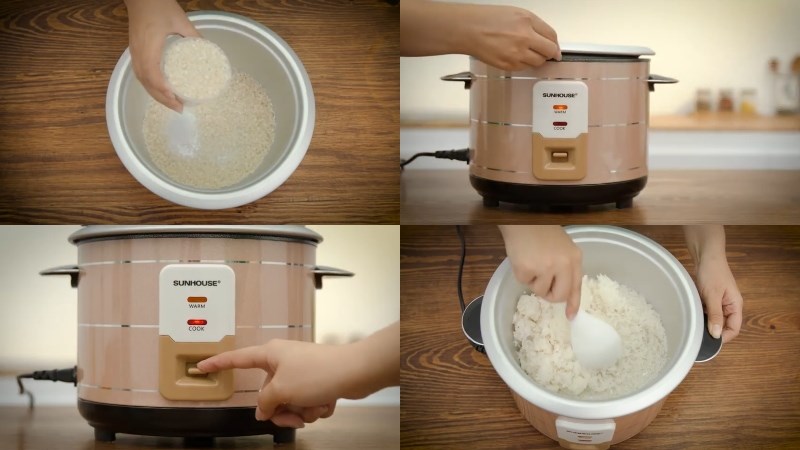 C&aacute;ch sử dụng nồi cơm điện Sunhouse 1.8 l&iacute;t SHD8125 để nấu cơm trắng